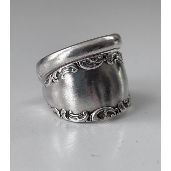 Handmade Wrap spoon ring size 6.5 antique Rogers Bros Savoy pattern spoon - Picture 1 of 6